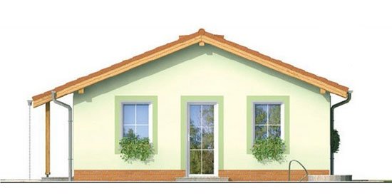 obľúbený projekt pre murovaný rodinný dom na malý pozemok s tromi izbami a sedlovou strechou